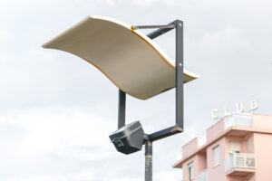 Street LED lamp new technology for smart and ECO City. LED lamps with energy-saving technology. Street lighting.