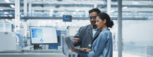 Team working with AI in Manufacturing
